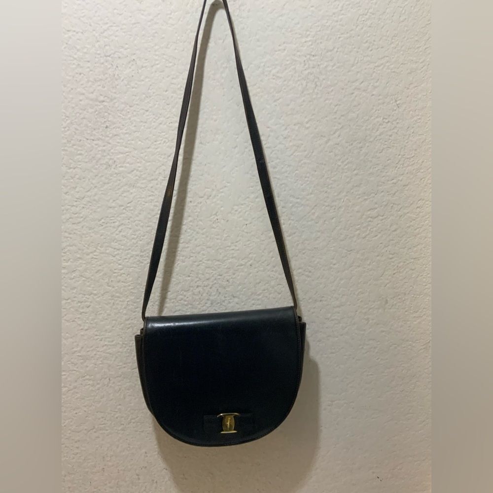Salvatore Ferragamo Black Crossbody Bag with Gold Hardware